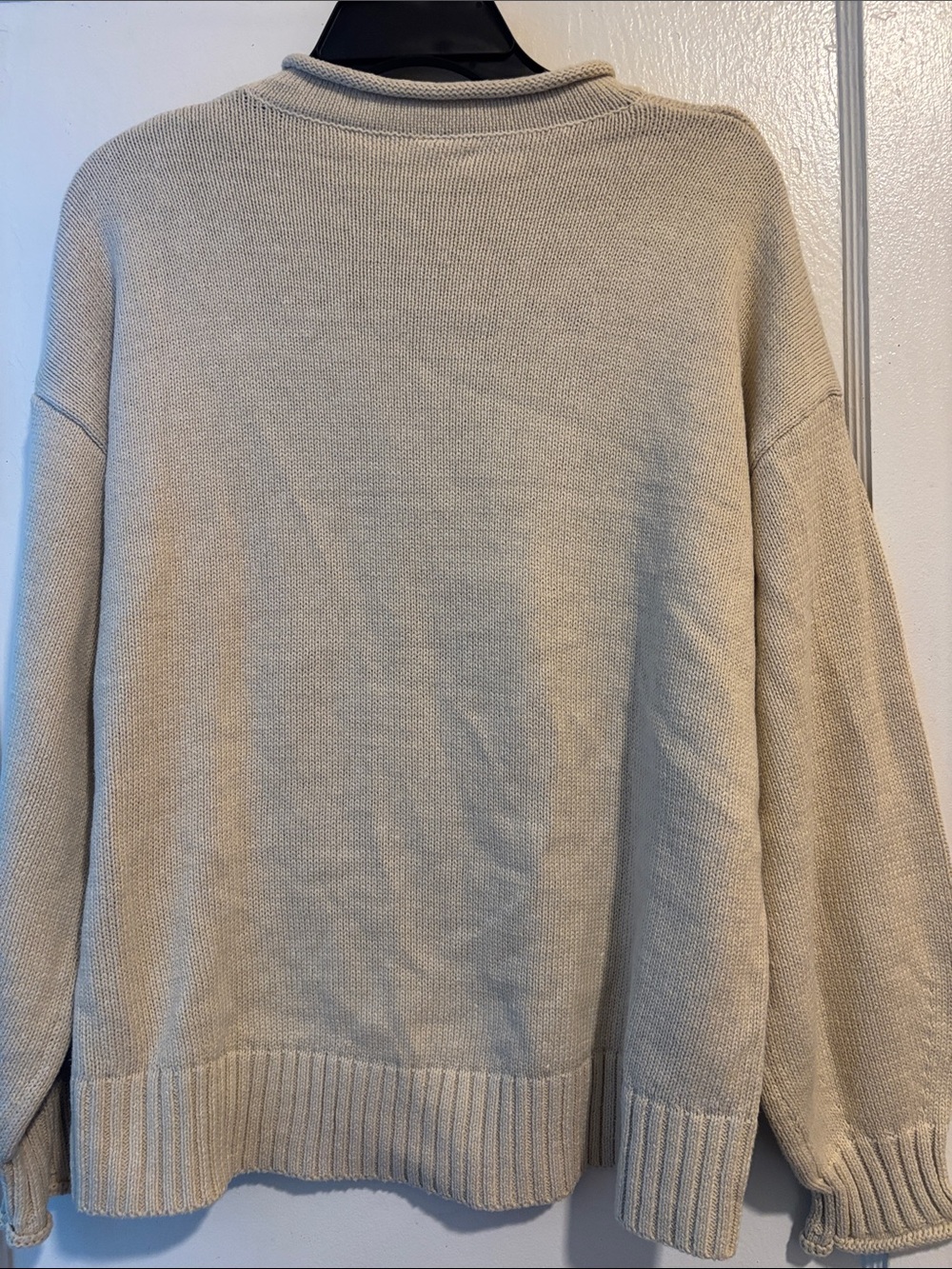 Wishlist Beige Crewneck Sweater with Dog Intarsia and Burgundy Accents - Picture 5 of 5